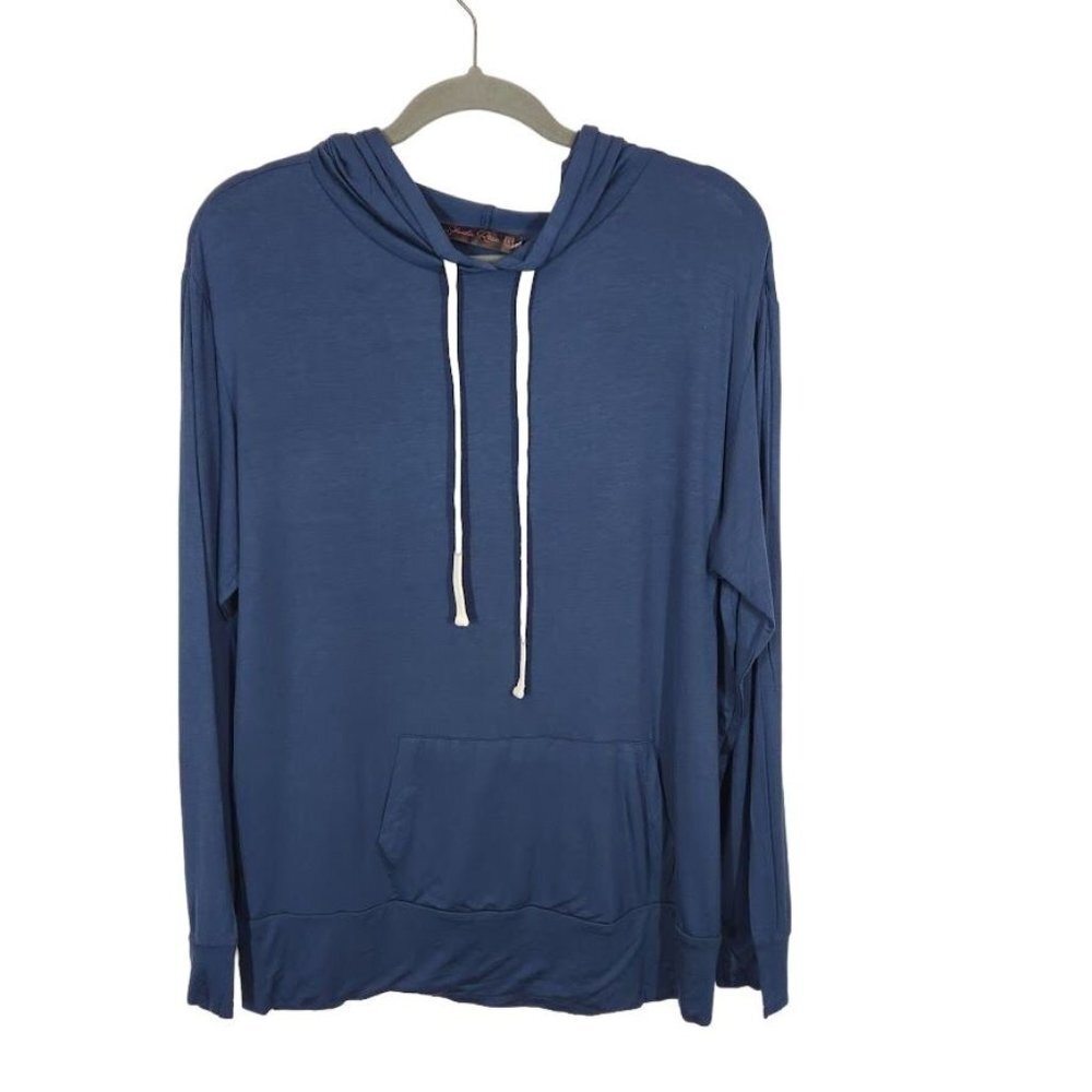 NWT Shiela Rose Pullover‎ Hooded Shirt in Blue Size large